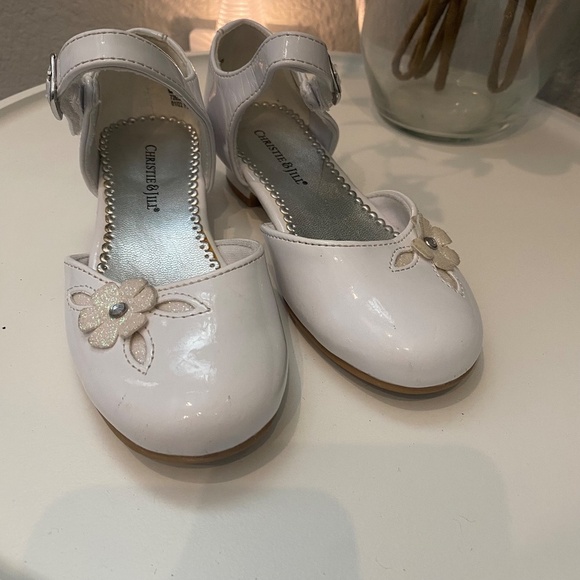 Christi & Jill Lil Heaven Toddler Dress Shoes White Mary Jane Sparkle 9 Girls - Picture 2 of 6